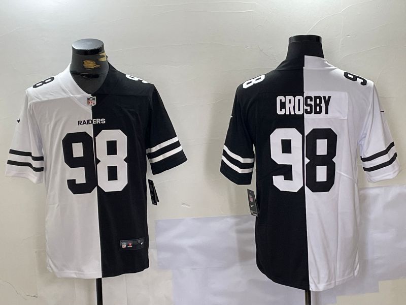 Men Oakland Raiders #98 Crosby Black White Nike 2024 Limited NFL Jersey style 1